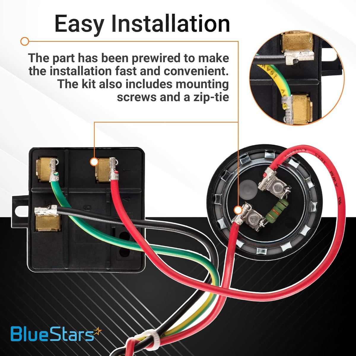 Prewired 5-2-1 CSR-U1 hard start capacitor kit showing easy installation wiring and electrical connections.