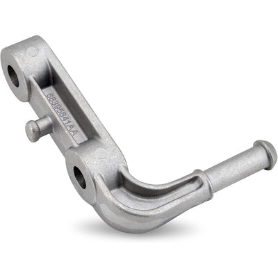 Metal exhaust muffler support bracket assembly 68395841AA with mounting holes and hanger pin.