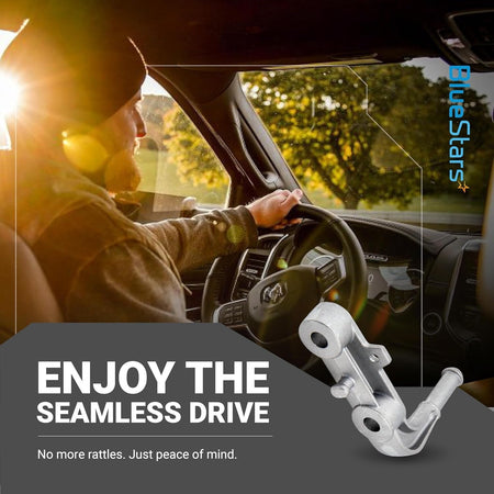 Exhaust bracket muffler support assembly 68395841AA shown in a promotional lifestyle graphic.