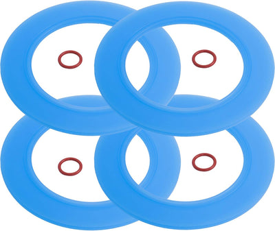 Four blue flush valve seals and four small red O-rings for 7301111-0070A repair kit.