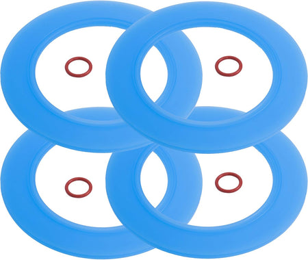 Four blue flush valve seals and four small red O-rings for 7301111-0070A repair kit.