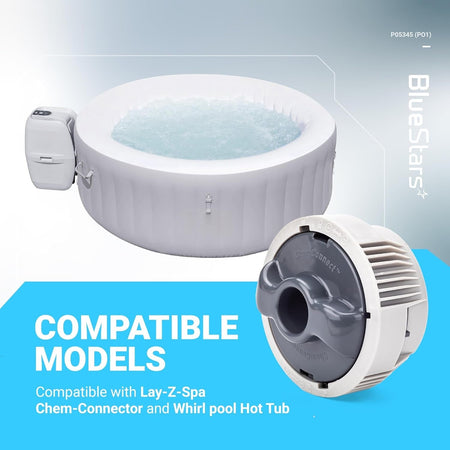 Chemical chlorine dispenser replacement for Coleman Saluspa and Lay-Z-Spa hot tubs.