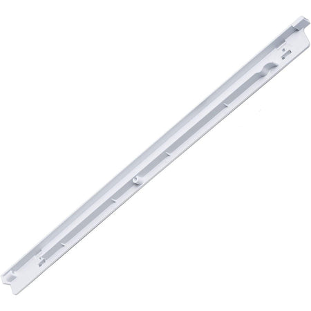 White left-side refrigerator pan hanger replacement for Frigidaire and Kenmore models.