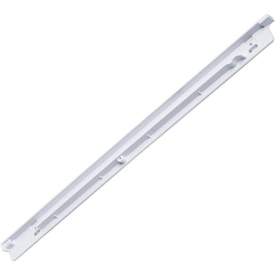 White left-side refrigerator pan hanger replacement for Frigidaire and Kenmore models.