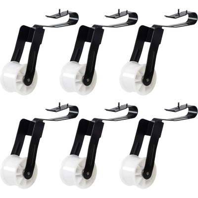691366 Dryer Idler Pulley, six pulleys with white wheels and black metal brackets