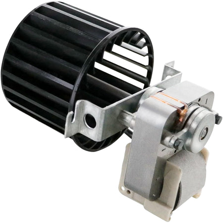 Replacement heater fan blower motor with black centrifugal wheel for 99080351 and S97009796 units.