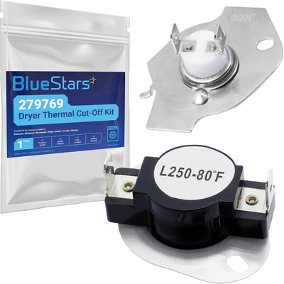 279769 Dryer Thermal Cut-Off Kit shown with packaging and two thermal cut-off components