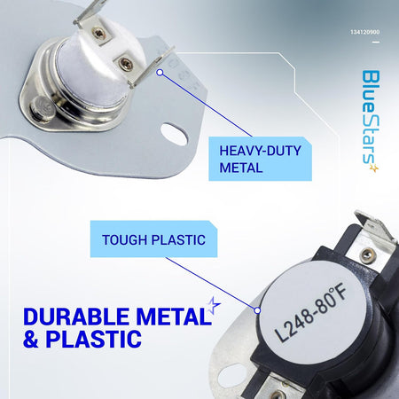 279769 Dryer Thermal Cut-Off Kit, close-up of two thermal cut-offs showing metal and plastic components