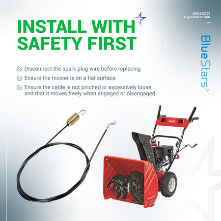 946-04230B auger clutch cable with safety installation instructions for snow blowers.