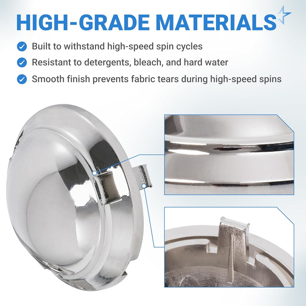 Close-up of DC66-00777A Samsung washer pulsator cap showing smooth finish and durable construction details.