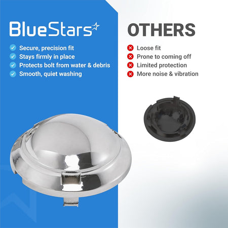 Comparison chart for DC66-00777A Samsung washer pulsator cap showing quality benefits versus generic alternatives.