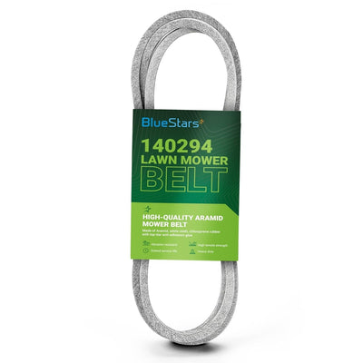 BlueStars 140294 mower ground drive belt in branded packaging for AYP, Husqvarna, and Craftsman ride mowers.