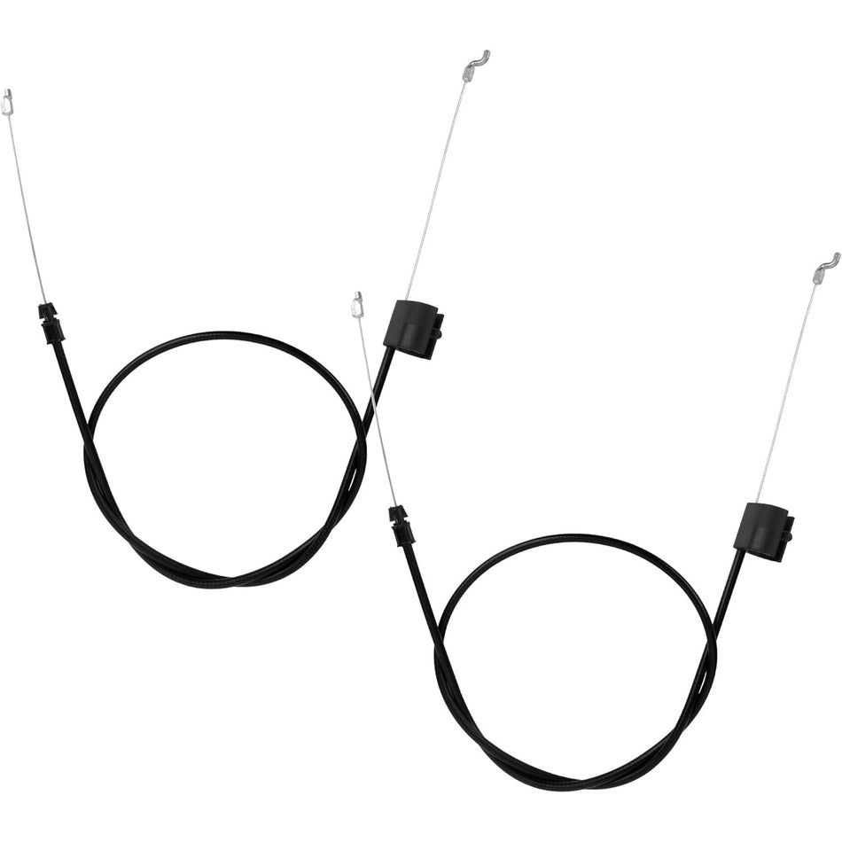 Two 946-0957 engine zone control cables for MTD, Troy-Bilt, Craftsman, and Cub Cadet lawn mowers.