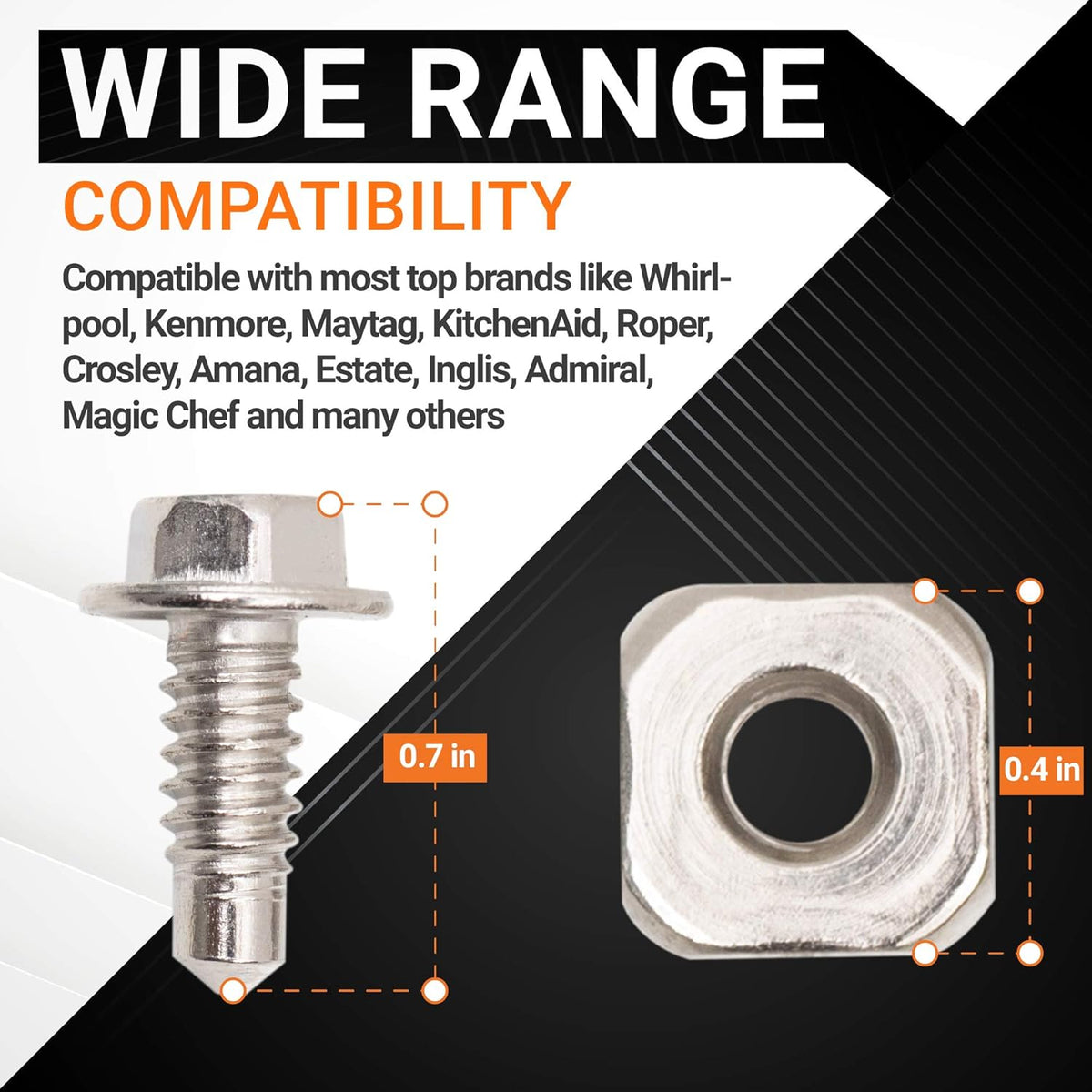 Dimensional diagram of 279393 dryer terminal block screw and nut with measurements.