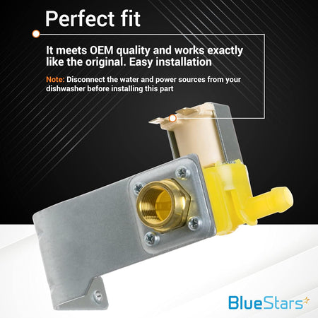 WD15X10014 dishwasher water inlet valve replacement part with mounting bracket and brass threaded connector.