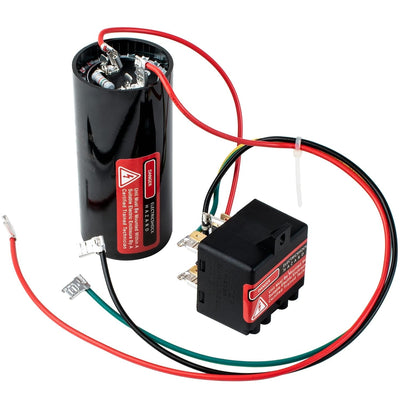 CSR-U2 hard start capacitor kit for 3.5 to 5 ton air conditioners with wiring and relay.