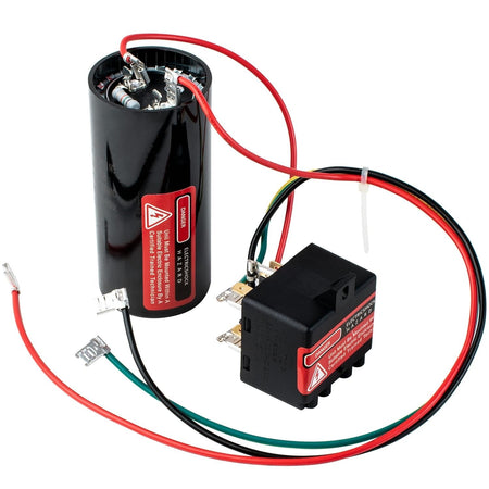 CSR-U2 hard start capacitor kit for 3.5 to 5 ton air conditioners with wiring and relay.