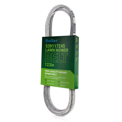 539117245 replacement deck belt for Husqvarna zero-turn mowers in branded packaging.
