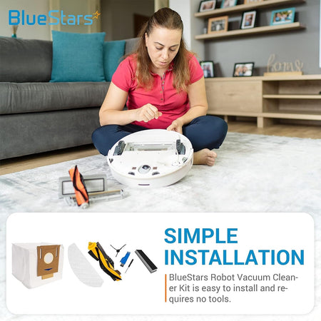 Woman installing replacement parts into an ECOVACS DEEBOT robot vacuum cleaner.