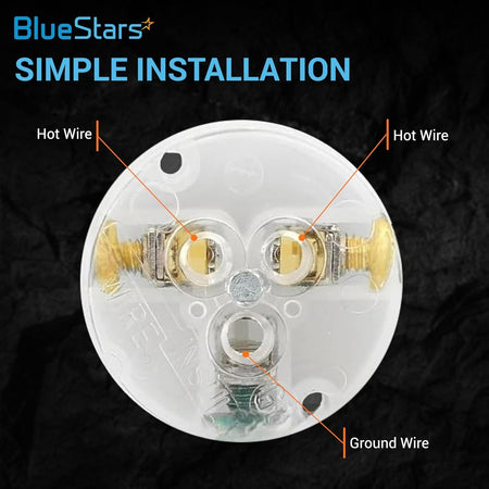 Close-up diagram of NEMA 6-20P electrical plug wiring showing hot and ground wire connection points.