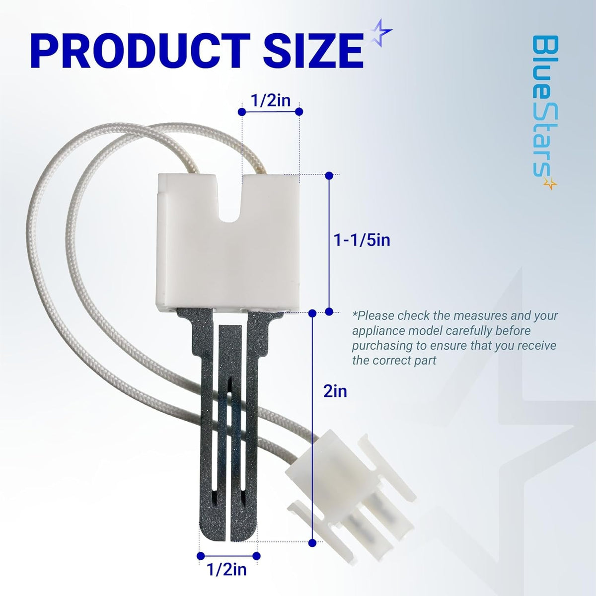 Dimensional diagram of 62-22868-93 furnace hot surface igniter showing width and height measurements.