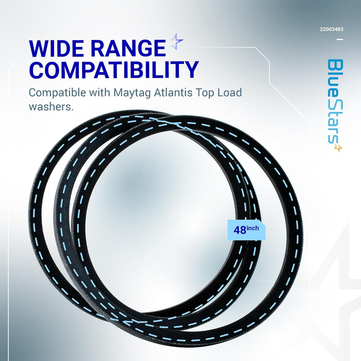 48-inch washer drive belt replacement for Maytag Atlantis top load washing machines.