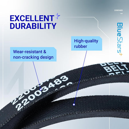 Close-up of 22003483 washer drive belt showing durable rubber construction and wear-resistant design.