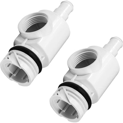 Two D29 UWF universal wall fitting quick disconnect connectors for pool cleaners.