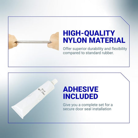 W10861521 dryer door seal features durable nylon material and included adhesive for secure installation.