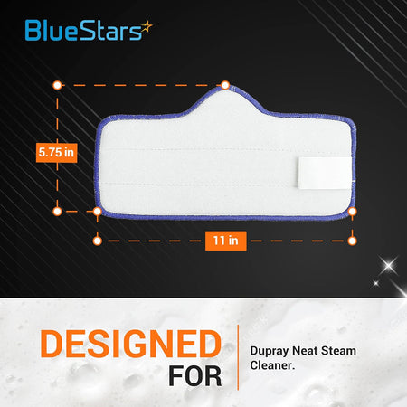 Single microfiber mop pad for Dupray Neat steam cleaners with 11 x 5.75 inch dimensions shown.