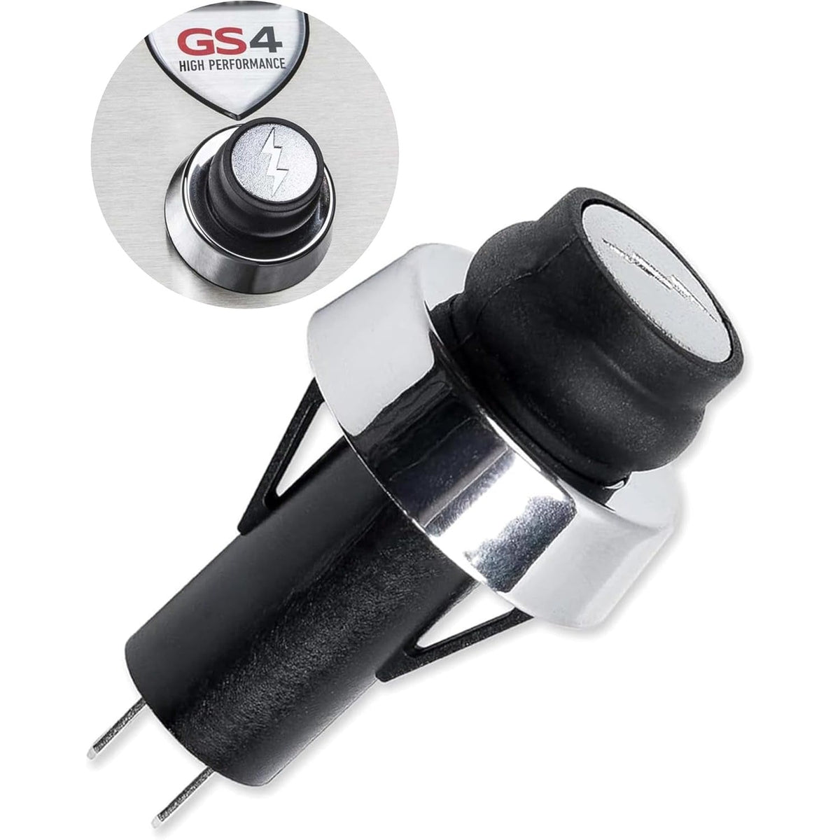 66220 GS4 igniter switch replacement button with chrome trim and lightning bolt icon.