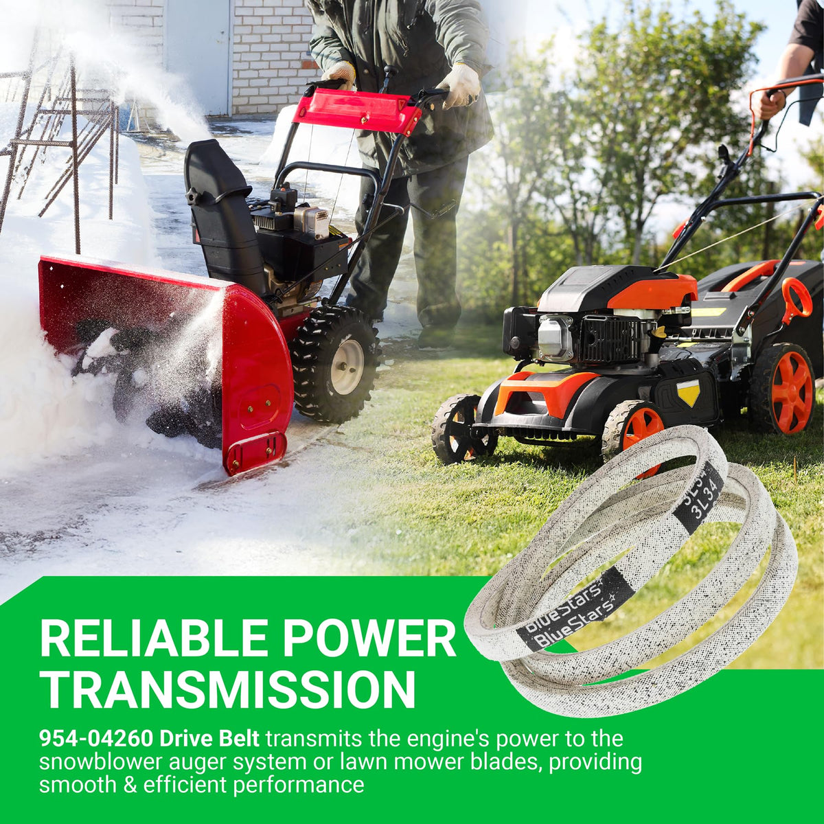 954-04260 replacement drive belt for MTD, Craftsman, Cub Cadet, and Troy-Bilt snowblowers and lawn mowers.