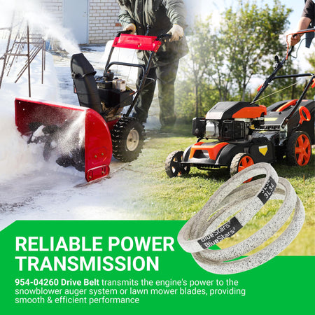954-04260 replacement drive belt for MTD, Craftsman, Cub Cadet, and Troy-Bilt snowblowers and lawn mowers.