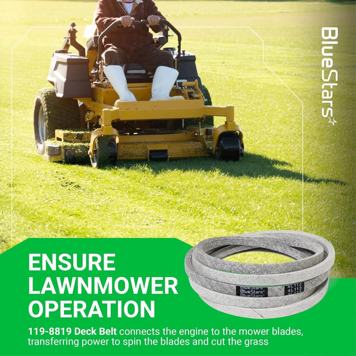 119-8819 mower deck belt for 42-inch Toro TimeCutter and compatible lawn mowers.