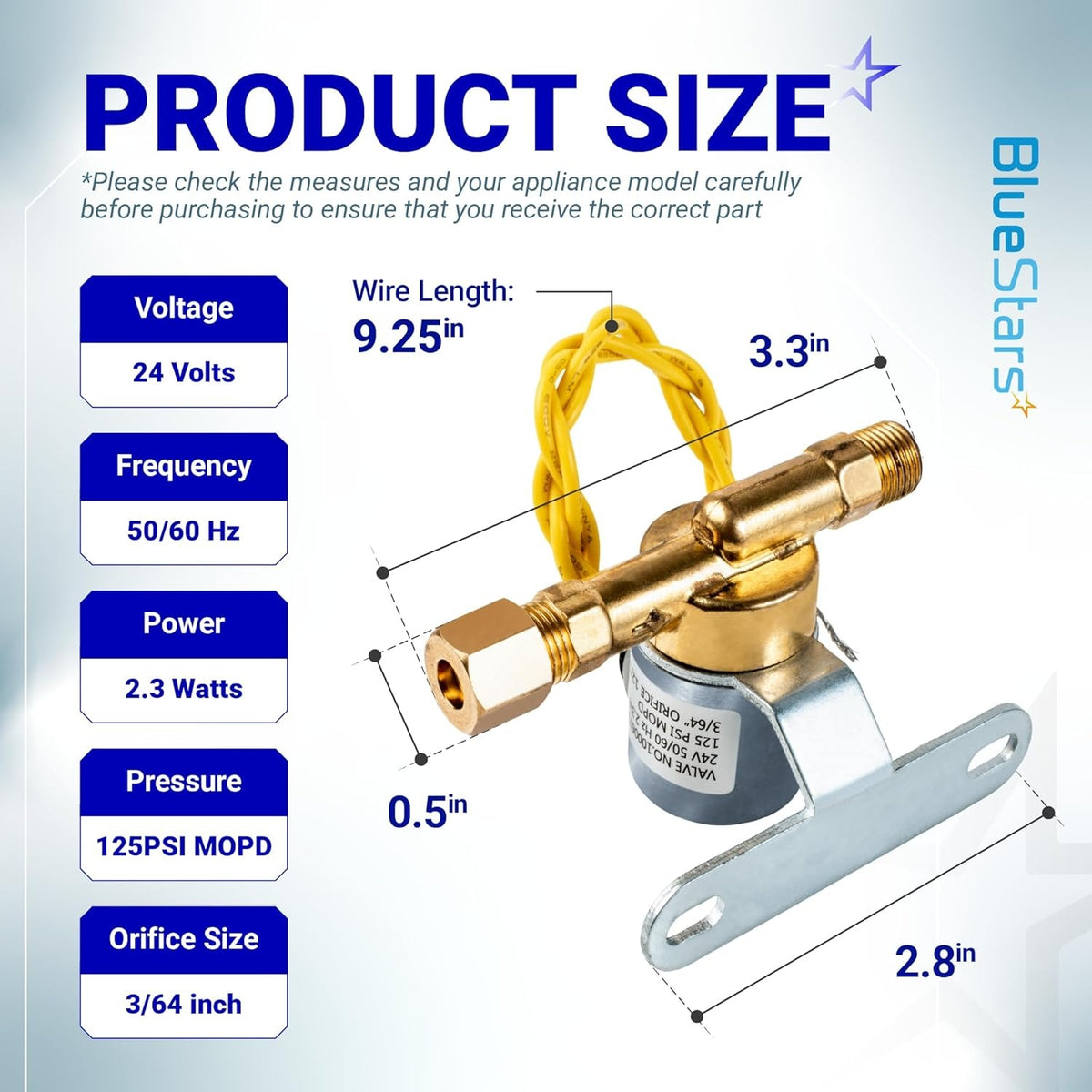 Dimensional diagram of 4040 humidifier 24V solenoid water valve showing technical specifications and measurements.