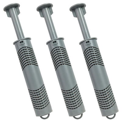 Three grey silver ion mineral sanitizer cartridges for Hot Springs spa hot tubs.