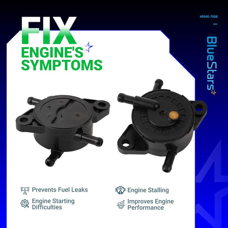 Two views of the 49040-7008 fuel pump for Kawasaki FS, FR, and FX series engines.