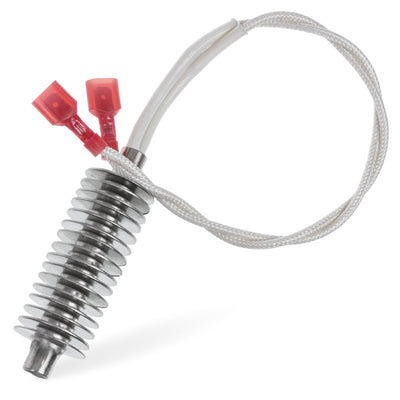 16-fin Incoloy 800 stainless steel igniter with white lead wires and red spade connectors.