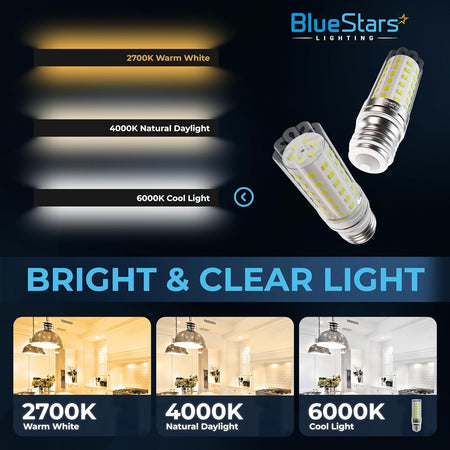 10W LED light bulbs showing 2700K, 4000K, and 6000K color temperature options for home lighting.
