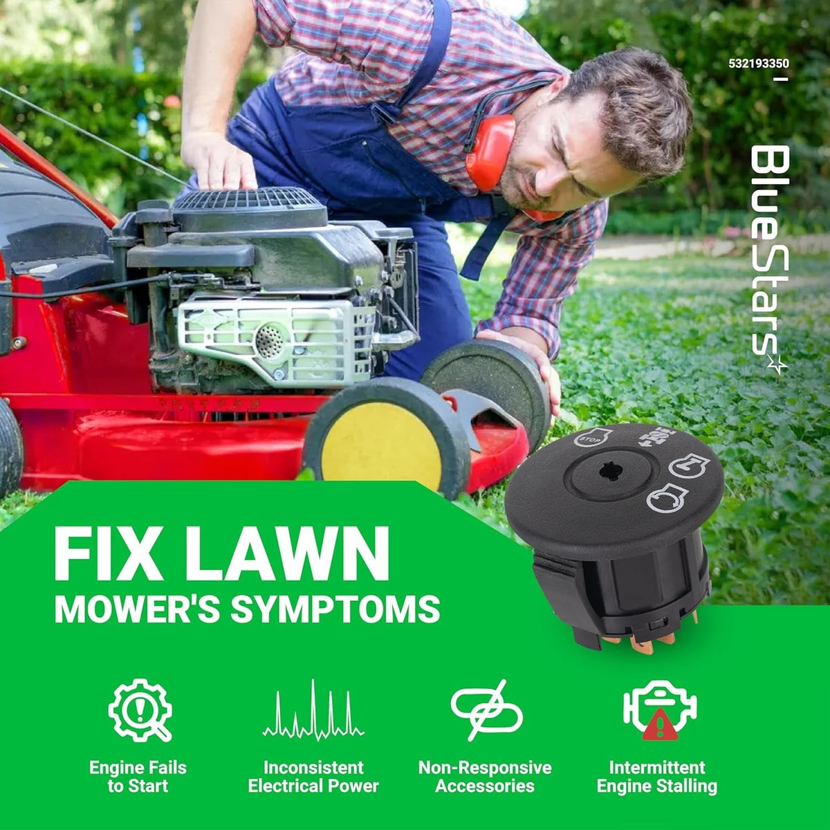 4-position, 7-terminal ignition switch for Husqvarna, AYP, and Craftsman riding lawn mowers.