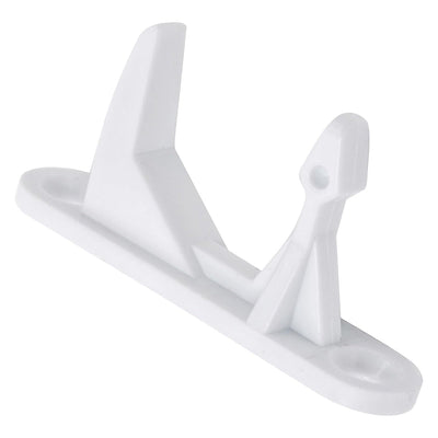 White plastic washer door striker replacement for Frigidaire and Kenmore washing machines.