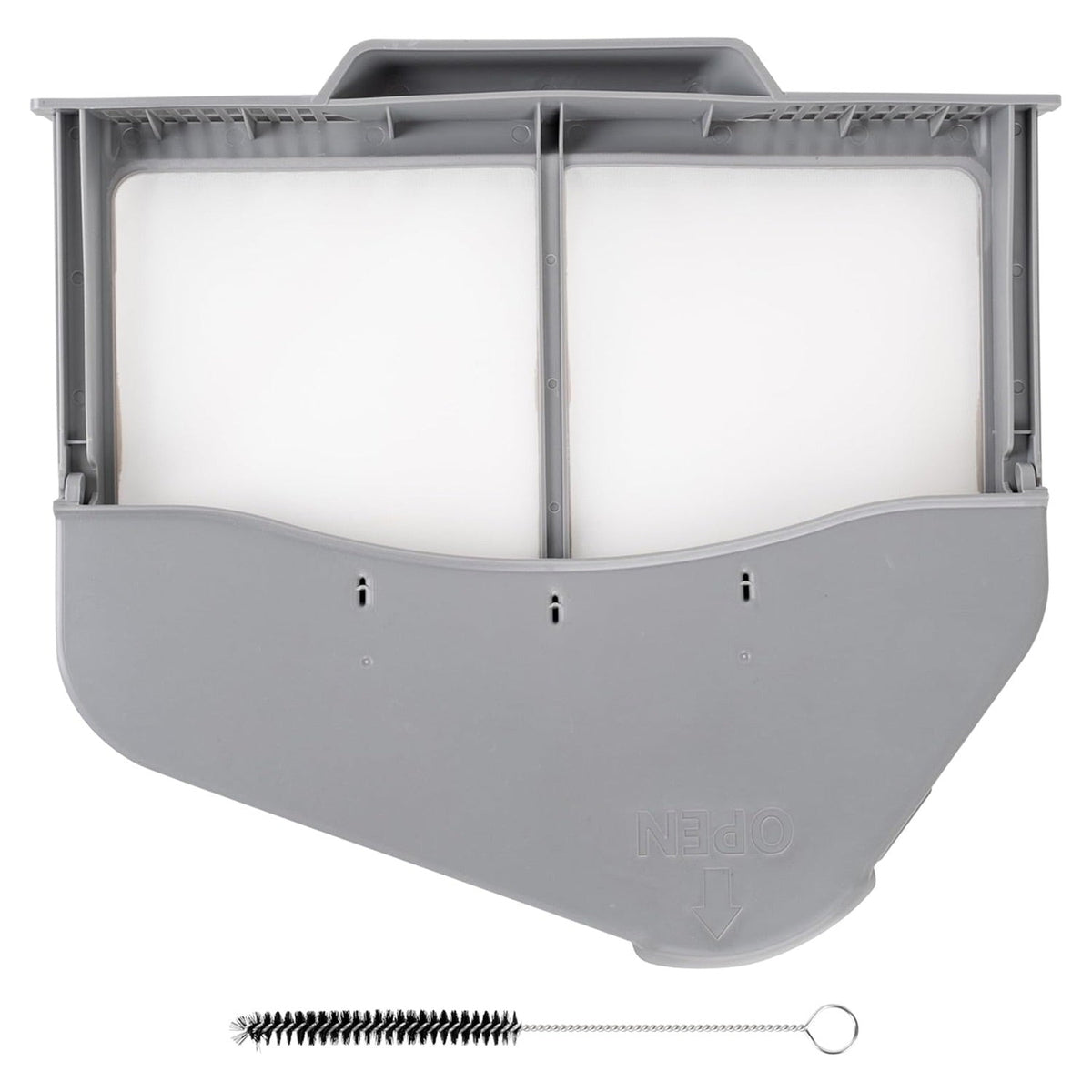 Replacement DC97-16742A dryer lint trap filter for Samsung dryers with included cleaning brush.