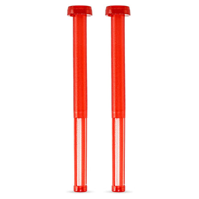 Two red fuel filters for Honda GCV160 lawn mower engines.