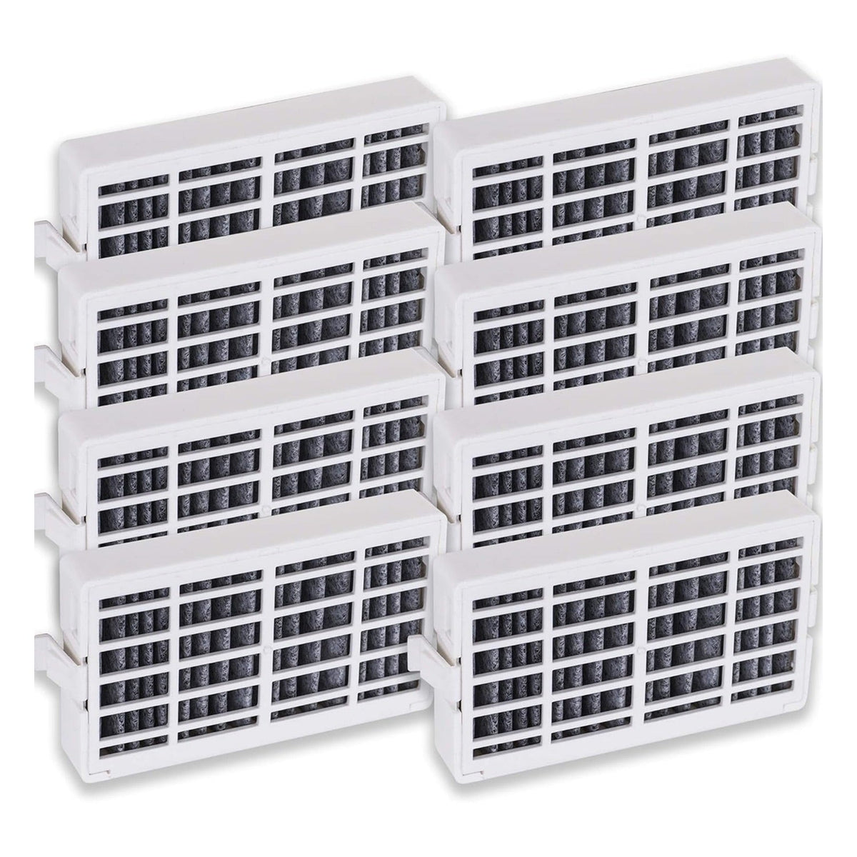 Pack of 8 W10311524 refrigerator air filter cartridges for Whirlpool FreshFlow compatible appliances.