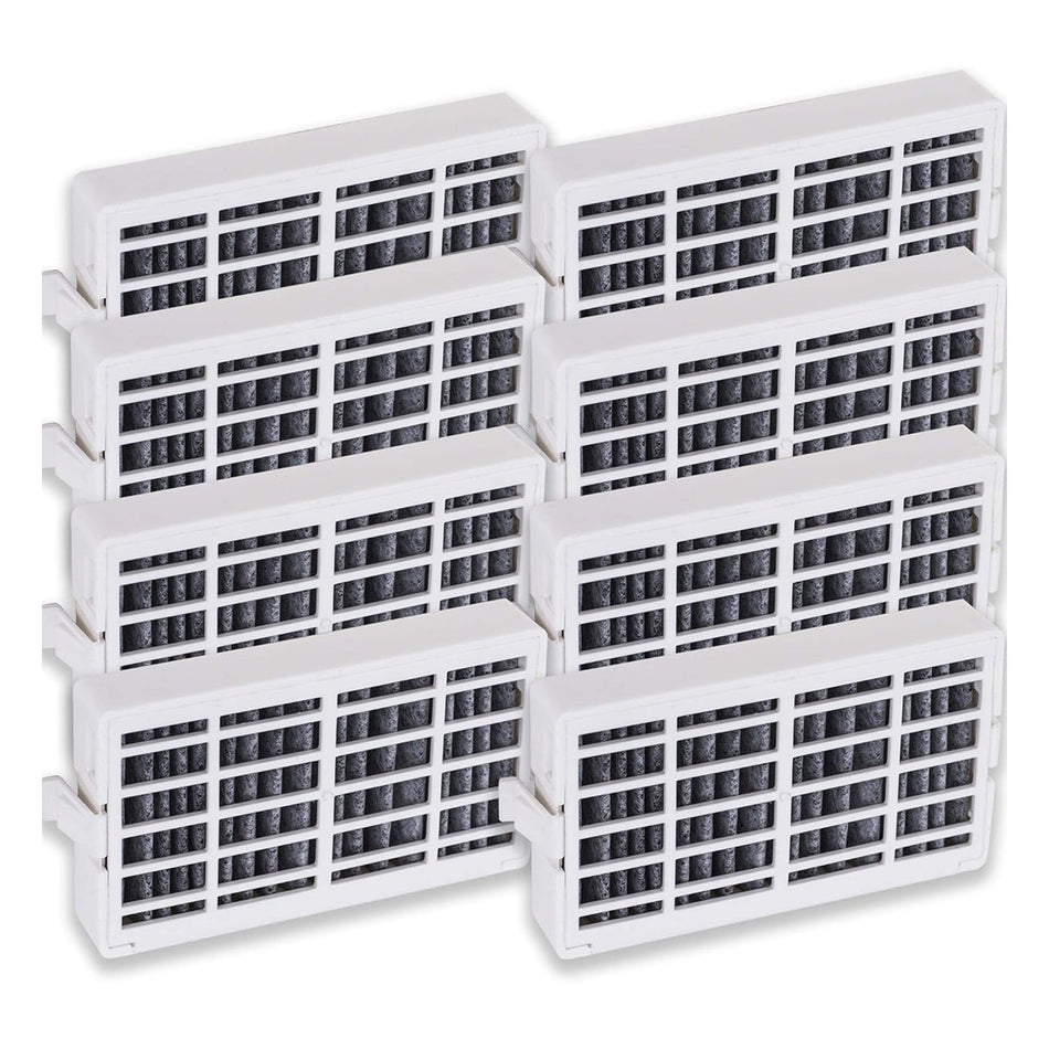 Pack of 8 W10311524 refrigerator air filter cartridges for Whirlpool FreshFlow compatible appliances.