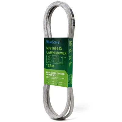 539109243 mower deck belt for Husqvarna, Jonsered, and Poulan Pro zero-turn mowers in retail packaging.