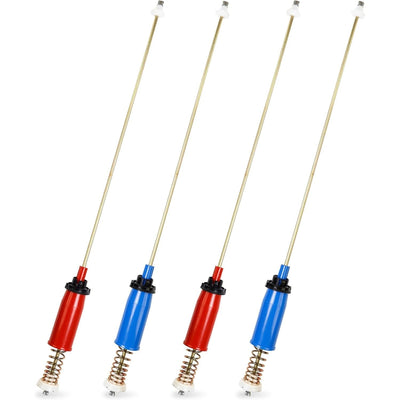 Set of four 28.5-inch washer suspension rods with red and blue housings for GE and Hotpoint washing machines.