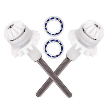 Two R0525100 drive shaft assemblies and two R0527000 engine wheel bearings for Zodiac MX8 and MX6 pool cleaners.