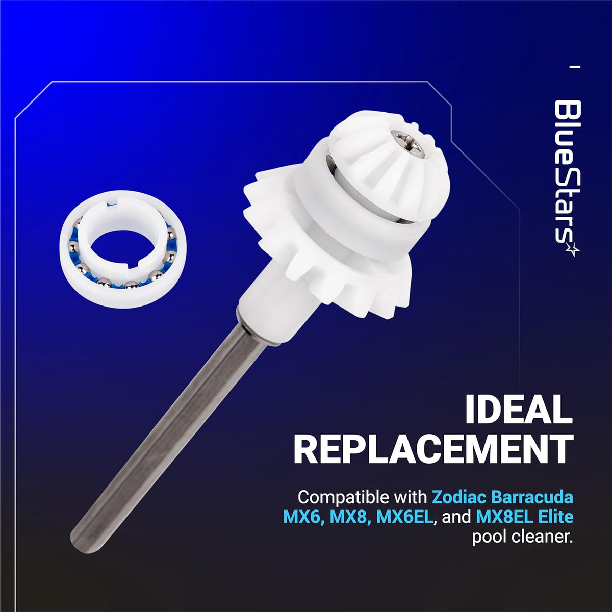 R0525100 drive shaft assembly and R0527000 engine wheel bearing for Zodiac MX6 and MX8 pool cleaners.