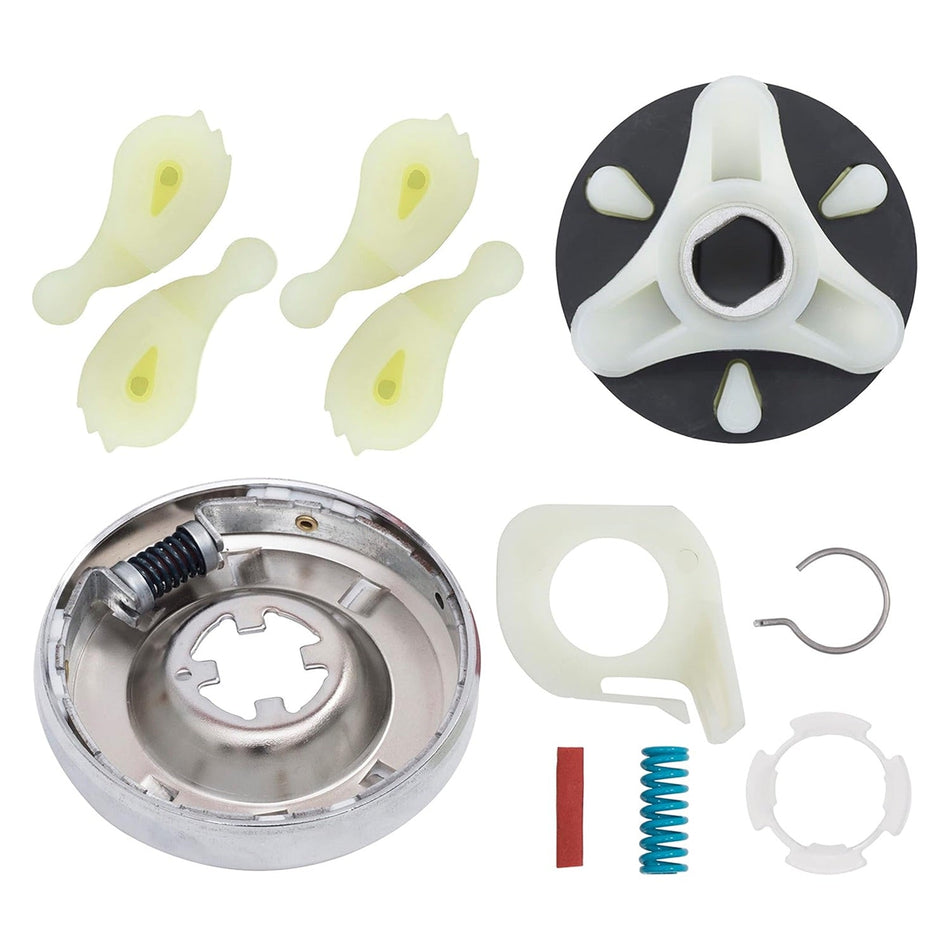 Washer clutch assembly, motor coupling, and agitator dogs kit for Whirlpool and Kenmore washing machines.